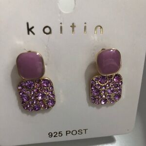 Amethyst purple and gold crystal earrings gold-tone Gold Crystal Dangle Earrings